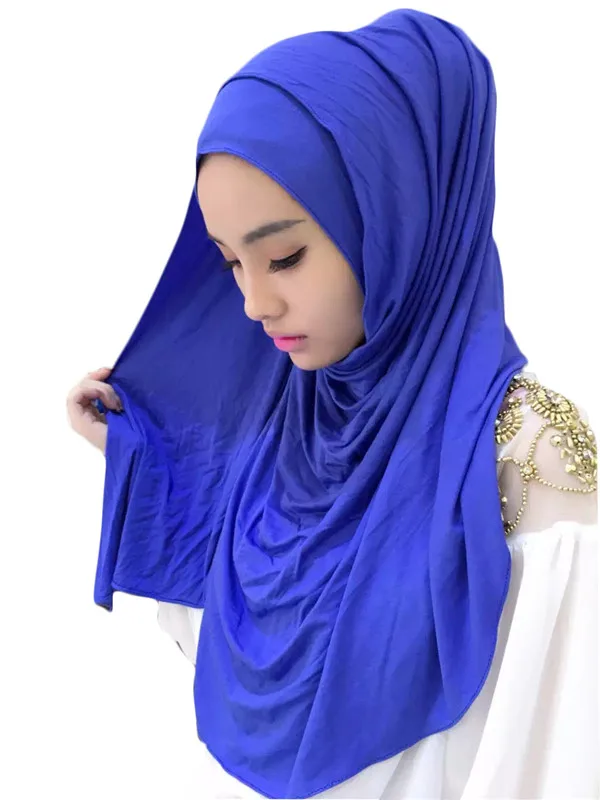 0TJ57 180*70 см Одноцветный легкий Хиджаб Женский шарф Мусульманский хиджаб высокое качество хиджаб красивая модная шаль Кепка(with1 Undescarf - Цвет: TJ57008