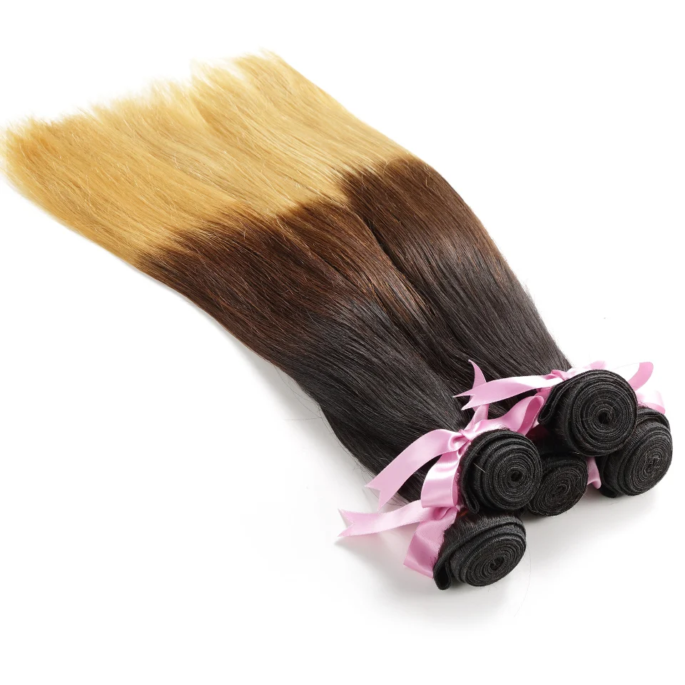

Instaone Ombre Brazilian Hair Straight 100% Remy Human Hair Weave Bundles Color T#1B/#6/#27 Free Shipping