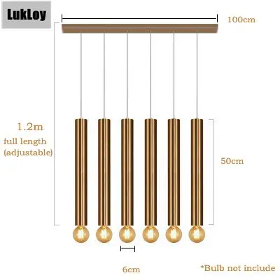 LukLoy Золотая Подвесная лампа вниз огни кухня Остров столовая гостиная магазин украшения цилиндрическая труба подвеска барная стойка современный - Цвет корпуса: Set of 6 long plate