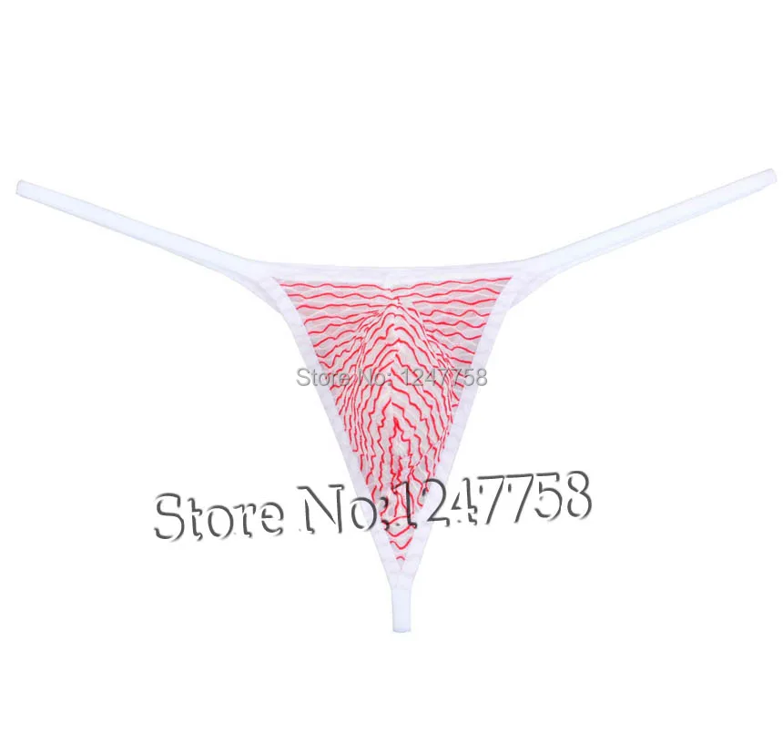 

Mens Jacquard Mesh T-Back Underwear Sexy String Crotch & Bulge Pouch Micro Thong