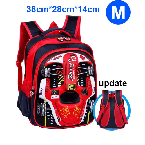 Мультяшный 3D гоночный автомобиль для мальчиков и девочек, детский сад, детская школьная сумка, рюкзак, школьная Сумка подростковая детская Студенческая сумка - Цвет: Red Medium Size