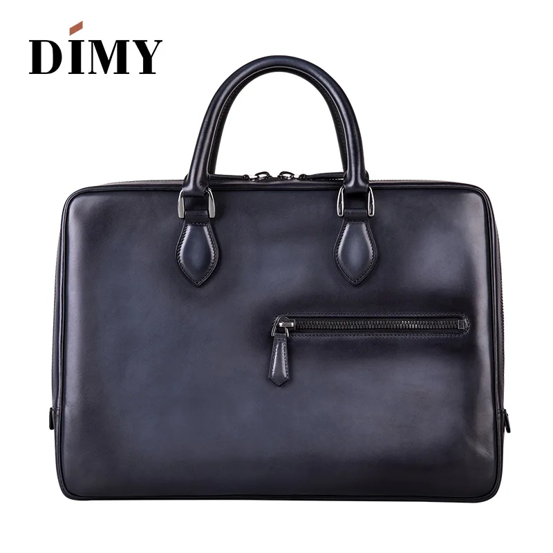 

Luxury handcrafted Italian leather Briefcase Messenger Bag Shoulder handbag hand patina Laptop Business Case Travel bag For Men