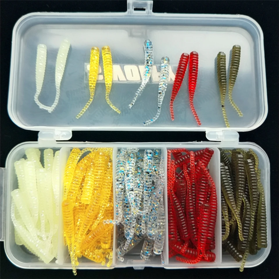 

Swolfy Mini Fishing Lure Soft Plastic Maggot Grubs Bait Lure 0.3g 150pcs/Lot Grub Worm Carp Isca Artificial Bait