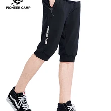 Pioneer camp, новинка, укороченные штаны, Мужская брендовая одежда, шорты с принтом, качественные, эластичные короткие мужские брюки, черные, AZZ801149