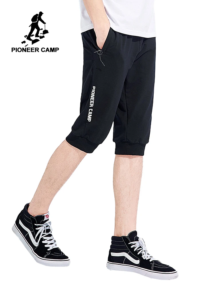 

Pioneer camp new calf length pants men brand clothing casua printed shorts quality high stretch short pants male black AZZ801149
