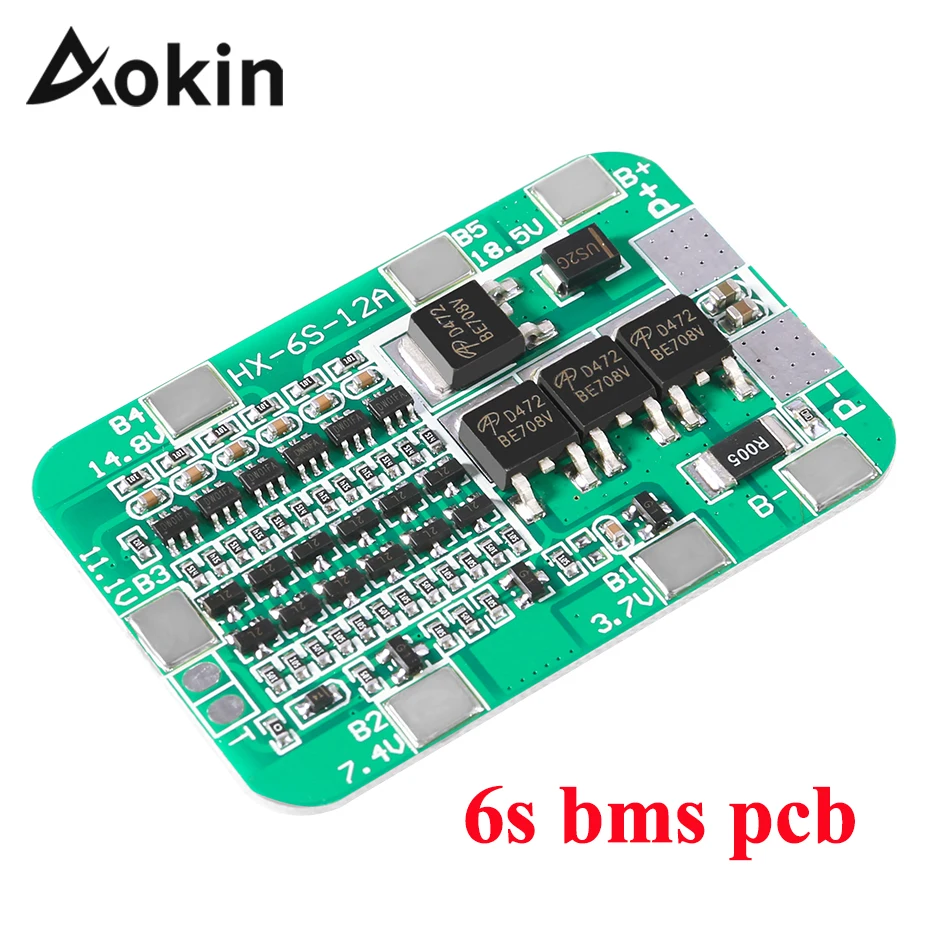Aolin 6S 15A 24 в BMS Щит защиты печатной платы для 6 упаковок 18650 литий ионный аккумулятор