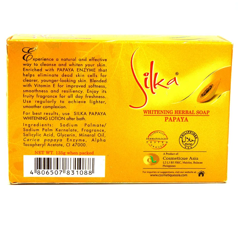 Silka Skin Whitening Papaya Soap Lightening Herbal Body Skin Bleaching Soap Face Cleanser Areola Labia Removing Melanin
