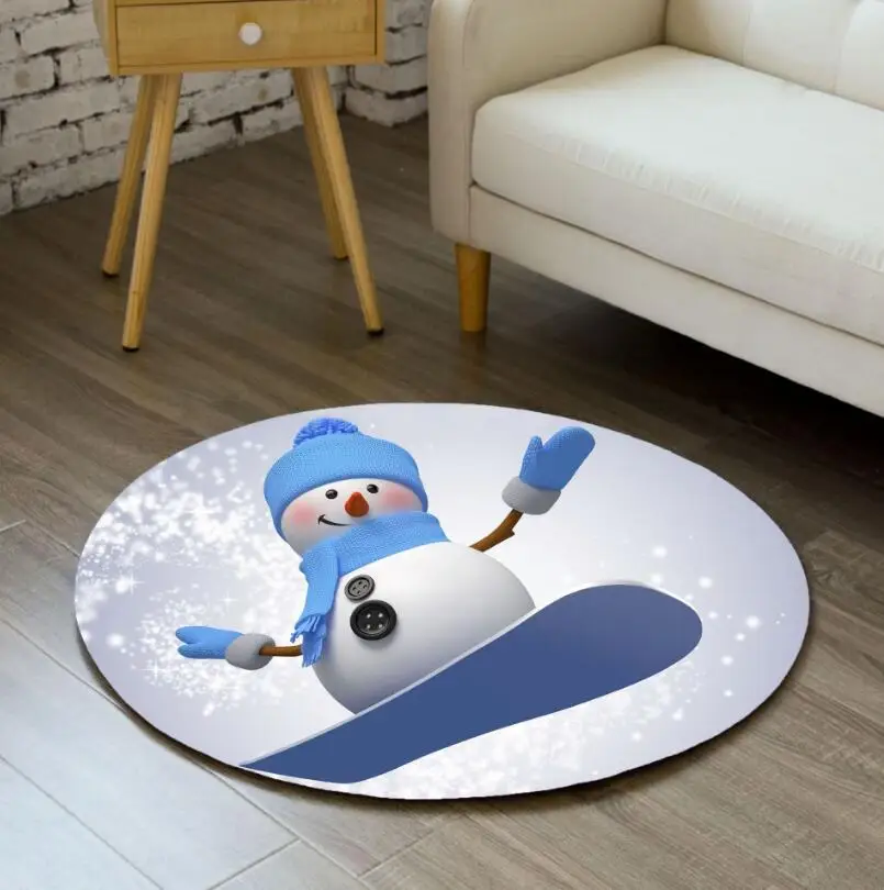 Веселый Рождественский круглый коврик для спальни компьютерного кресла коврики 3D Санта Клаус гостиная Противоскользящий ковер игровой коврик - Цвет: C10