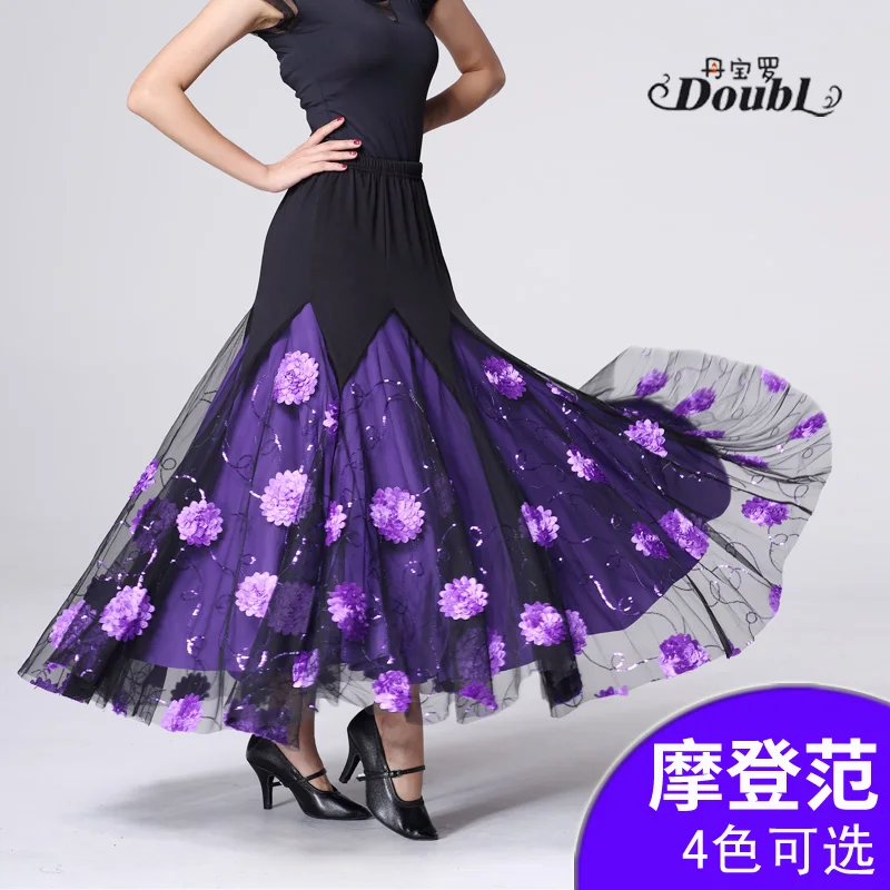 

2019 new salsa ballroom skirt long hem dansa ballroom dance skirts for women waltz standard ballroom skirts