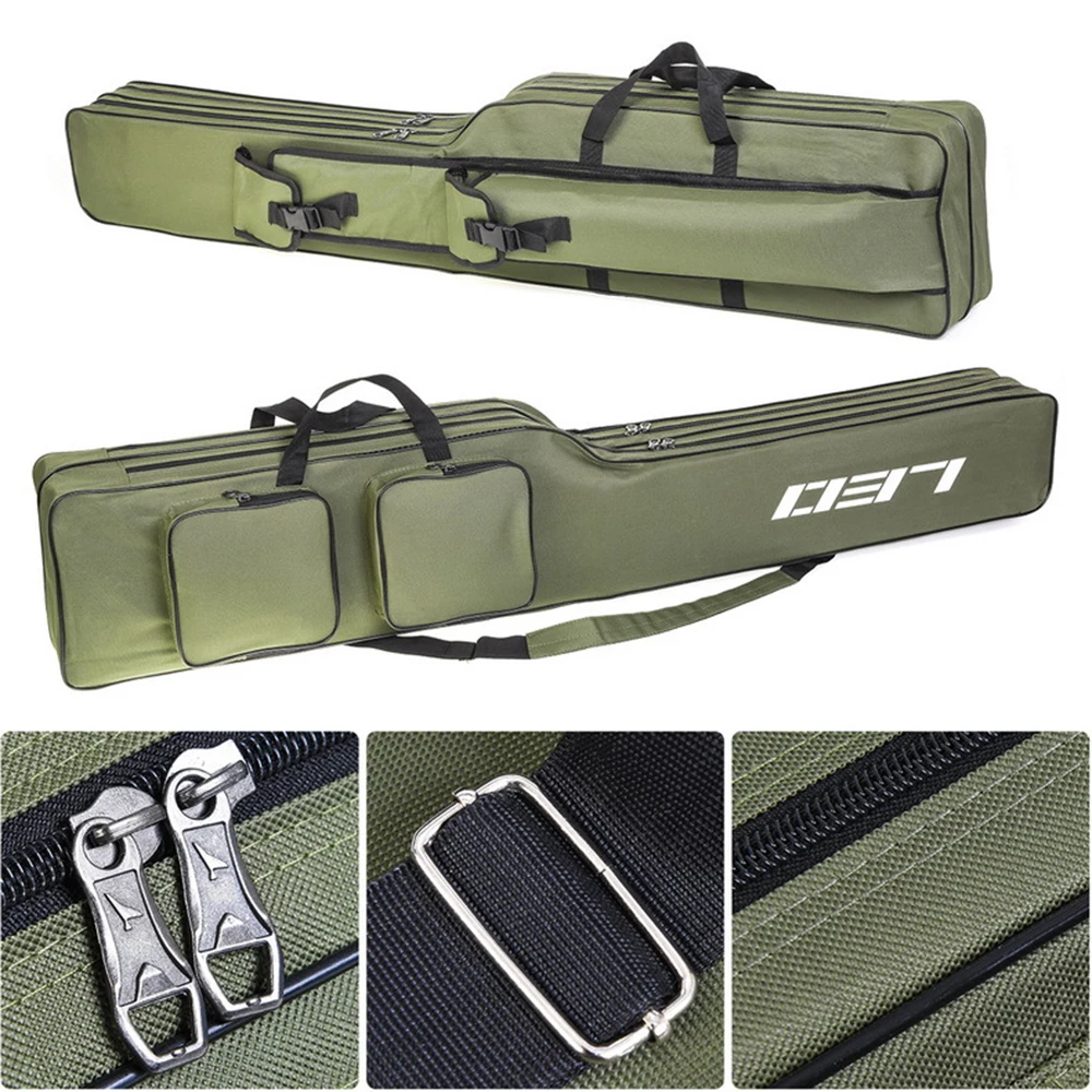 

Fishing Rod Reel Bag Fishing Pole Gear Tackle Tool Carry Case Travel Bag Storage Bag Organizer Fishing Cover Bag Two Layer 130cm