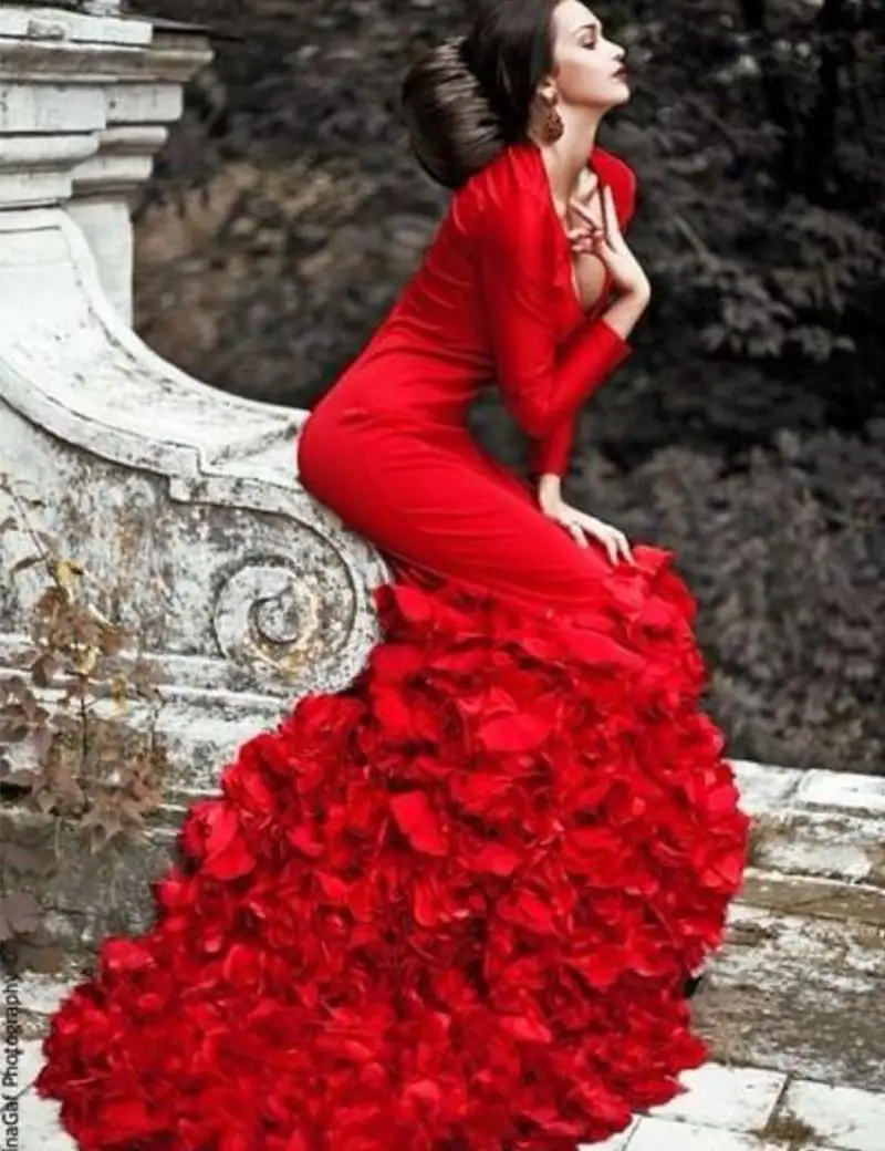 red dress with roses