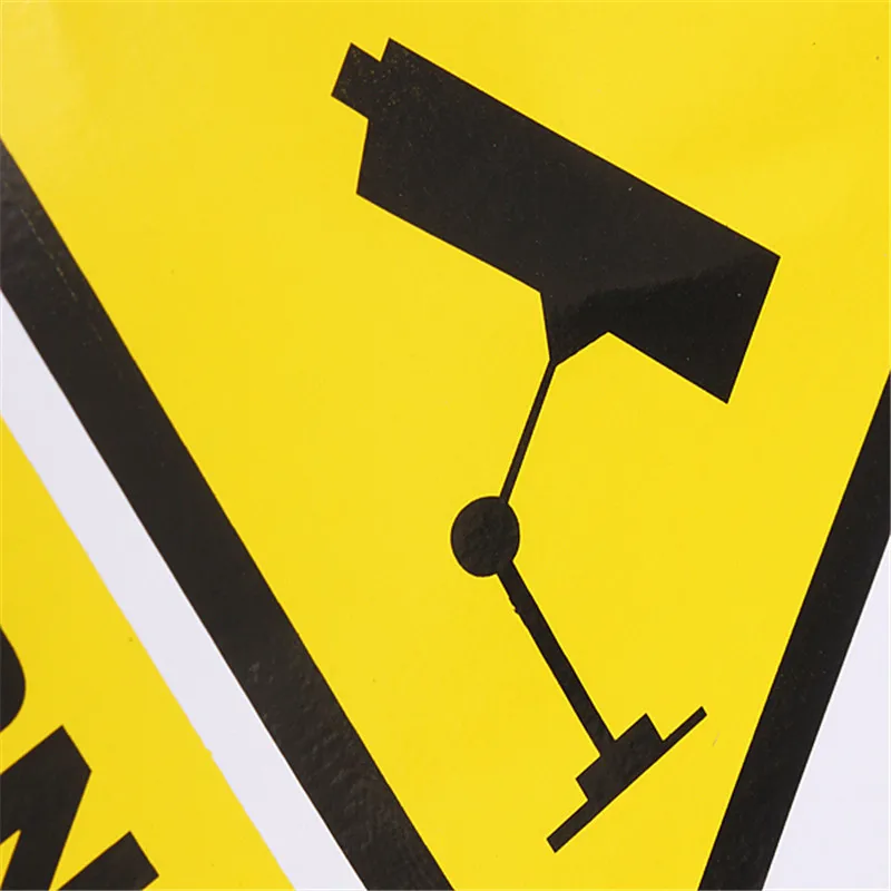  5pcs A Lot New Arrival High-end Yellow Window Warning Stickers Signs Decal CCTV In Operation 100mm  - 32913941418