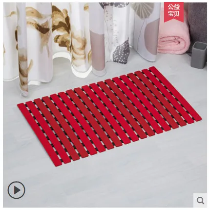 Hollow Pvc With Sucker Blue Bathroom Mat Anti Skid And Mildew