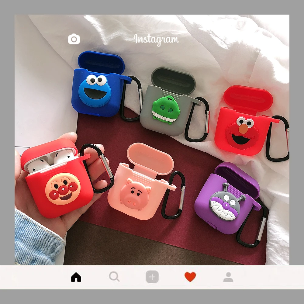 

Cute Cartoon Anpanman Silicone Earphone Case for AirPods 1 2 Wireless Bluetooth Headphone Lovely Earphone Bag for Apple AirPods