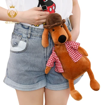 

1PCS 45CM cute hat dog plush toy creative dog plush stuffed shoulder bag messenger bag to send girlfriend kids gift