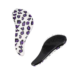 New Detangling Comb Plastic Tangle Knot Shower Hair Salon Styling Brush Purple Comb Leopard Print Smooth Handle BO