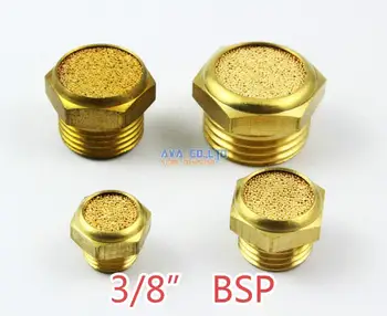

10 Pieces 3/8" BSP Pneumatic Brass Silencer Connector Noise Reduce Air Valve Muffler Fitting