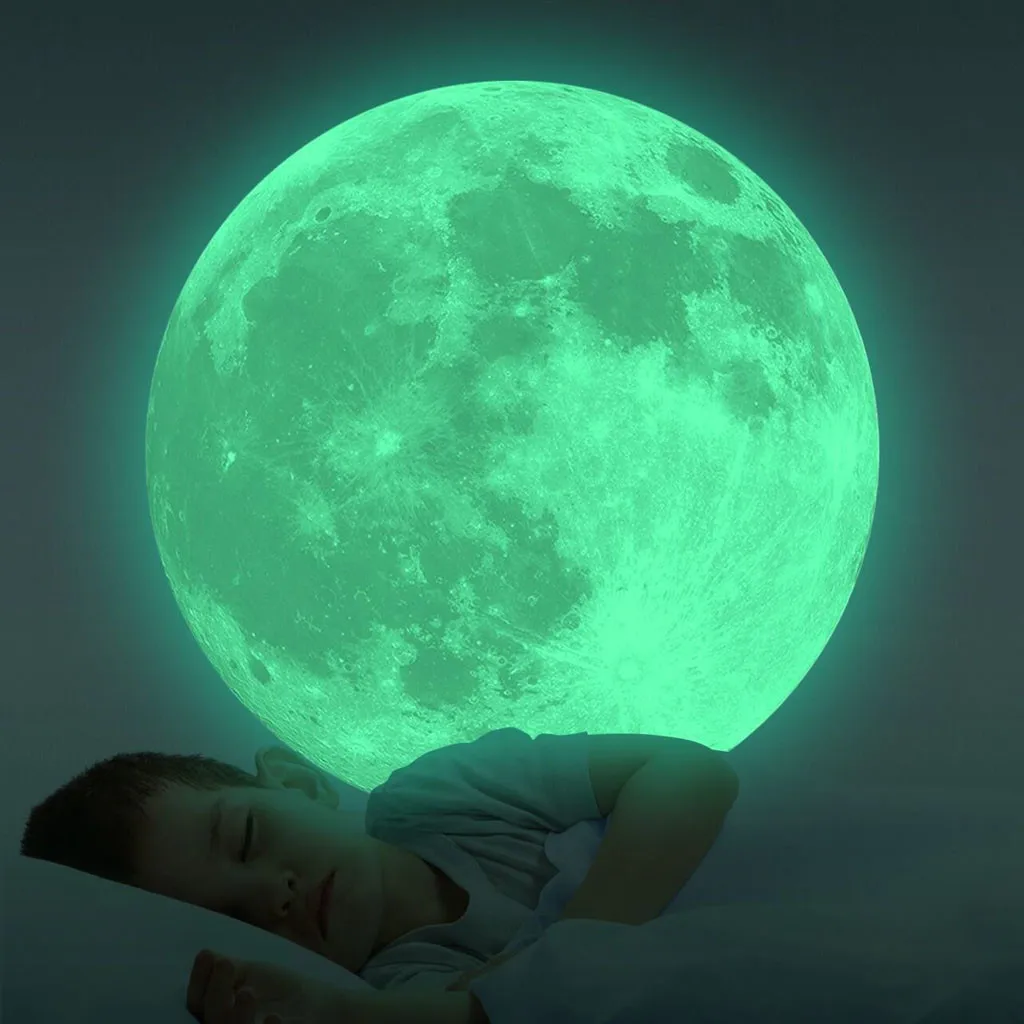 

3D Large Moon Fluorescent Wall Sticker Removable Glow In The Dark Sticker glow in the dark stickers wall decor room decoration