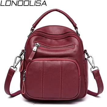

Women Leisure Backpack with Multi-pocket 3-in-1 Sac A Dos High Quality Soft Leather Lady Shoulder Bag Female Travel Back Pack