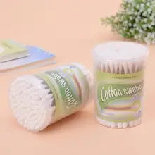 100Pcs/Box Double Tipped Cotton Swabs Wooden Handle Keyboard Fingernail Ear Cleaning Buds Sticks Multipurpose Makeup Beauty Tool