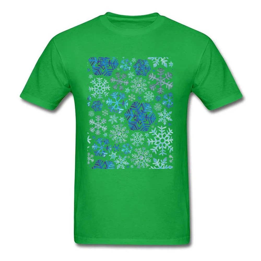 2018 Men Tshirts Crew Neck Short Sleeve Cotton Fabric Snowflakes Tops Shirt Summer T-Shirt Drop Shipping Snowflakes green