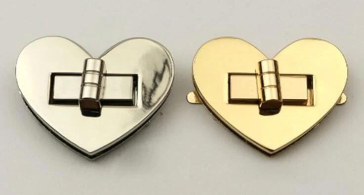 

6pcs/lot 2 colors Handbags hardware accessories heart-shaped lock metal twist lock switch lock insert buckle