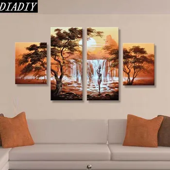 

4pcs scenic African Nude Women 5D Diy Diamond Painting mosaic Full diamond Embroidery wall stickers Cross Stitch Kits Home Decor