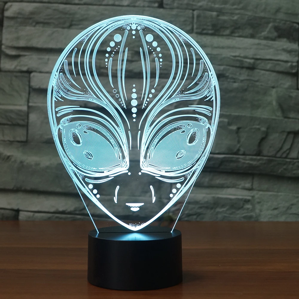 Светодиодная Ночная лампа alien face дизайн 7 цветов сенсорный выключатель с USB