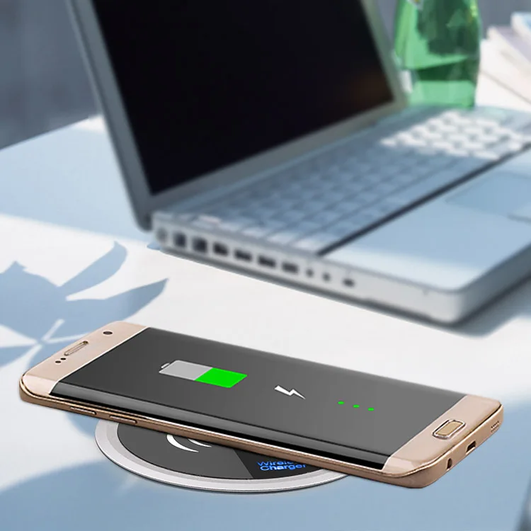 Настольное встроенное Беспроводное зарядное устройство Qi для iPhone 8 X Samsung S6 Edge Plus