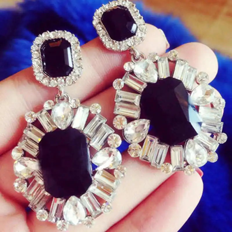 HOT HOT HOT Women's fashion earrings New arrival brand sweet metal with gems DROP crystal earring for women girls (6)