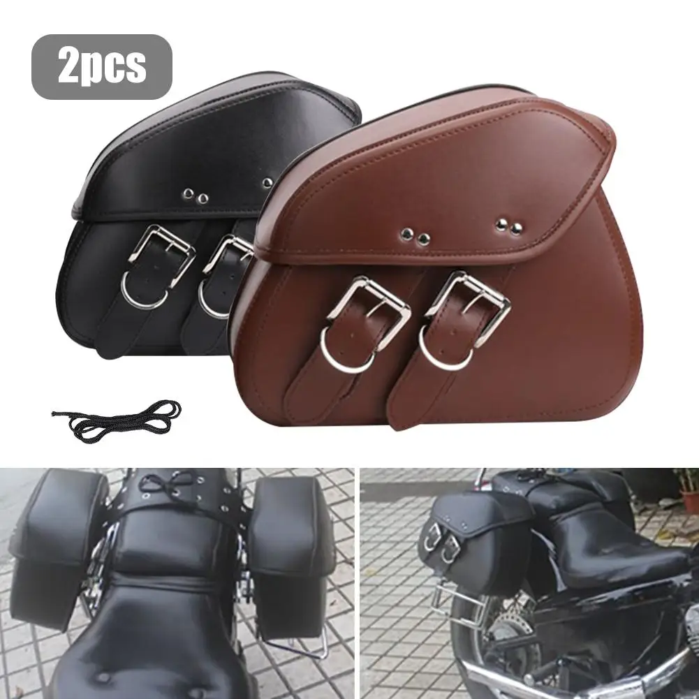 

2pcs Universal Motorcycle PU Leather Bags For SEAT Cruiser Side Storage Tool Bags For 883 Sportster Softail