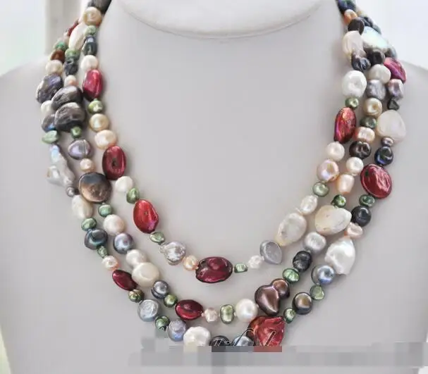 

song voge gem nanJ1678 keshi pearl multicolor coin baroque freshwater pearl necklace
