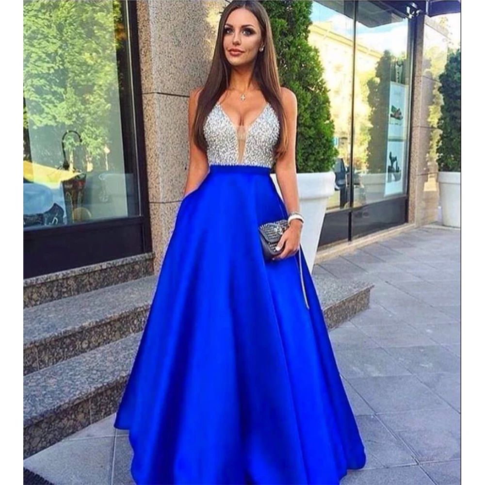 Deep v neck prom gowns 2017