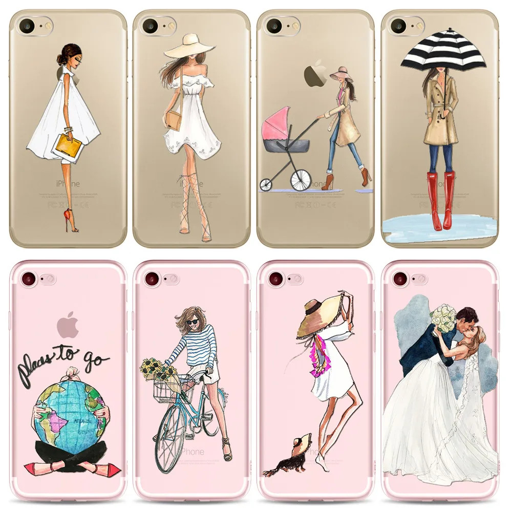 Phone Cases For iPhone X XS 7 8 6 6s 7Plus 8Plus Traveling Girls Design Beautiful Bikini Girl Back Cover for iphone XR Max |