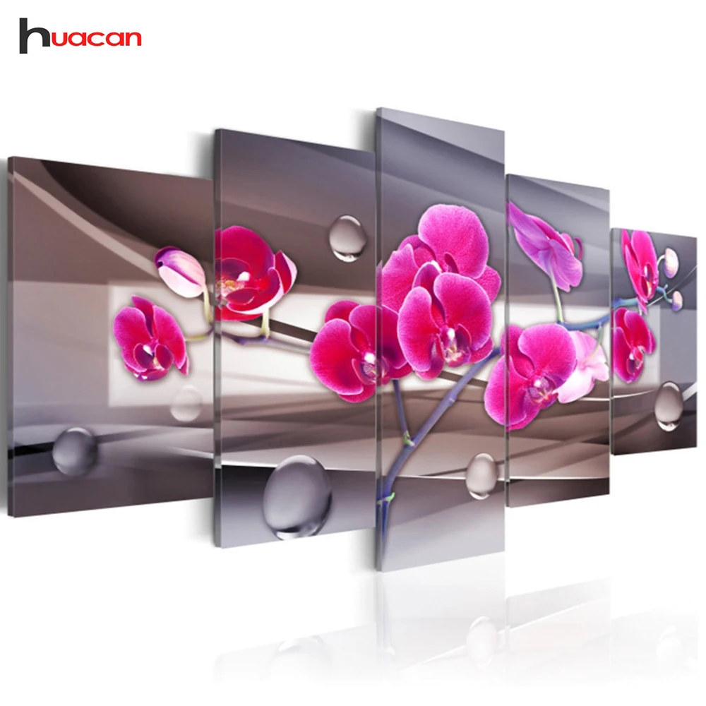 

Huacan Multi-Picture Flowers Diamond Painting Cross Stitch Full Square Rhinestones Diamond Embroidery Mosaic Decor DIY 5pcs/set
