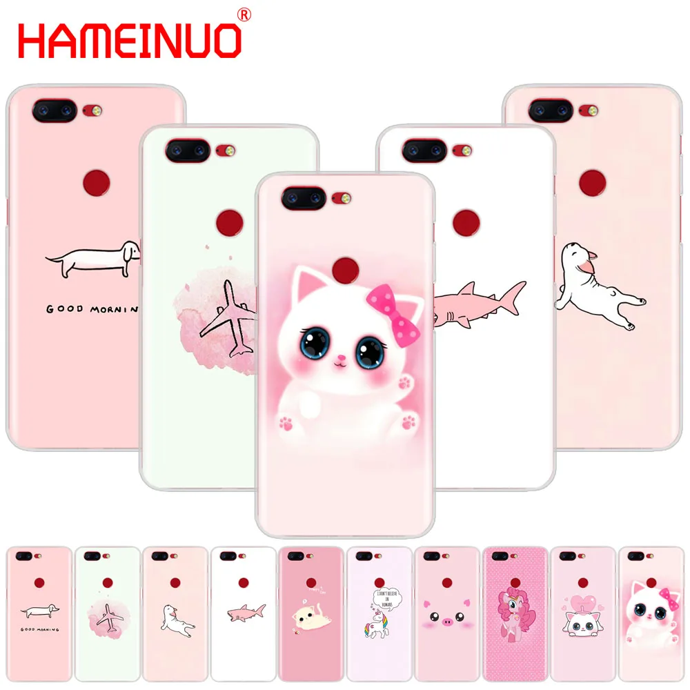 

HAMEINUO cute pink cat dog fish simple design cover phone case for Oneplus one plus 6 5T 5 3 3t 2 X A3000 A5000