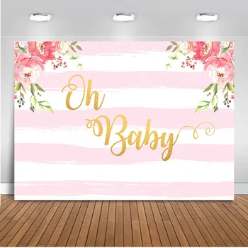 

Newborn Baby Backdrop for Photography Pink and White Stripe Background for Photo Booth Studio Mother's Flower Party Decoration