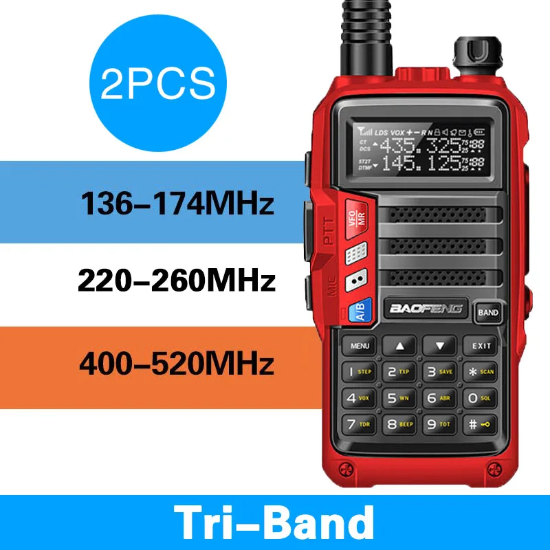 BAOFENG UV-S9 8 Вт высокое мощность VHF/UHF136-174Mhz и 400-520 МГц Dual Band 10 км Long Range Thickenbattery двухканальные рации CB радио - Цвет: red