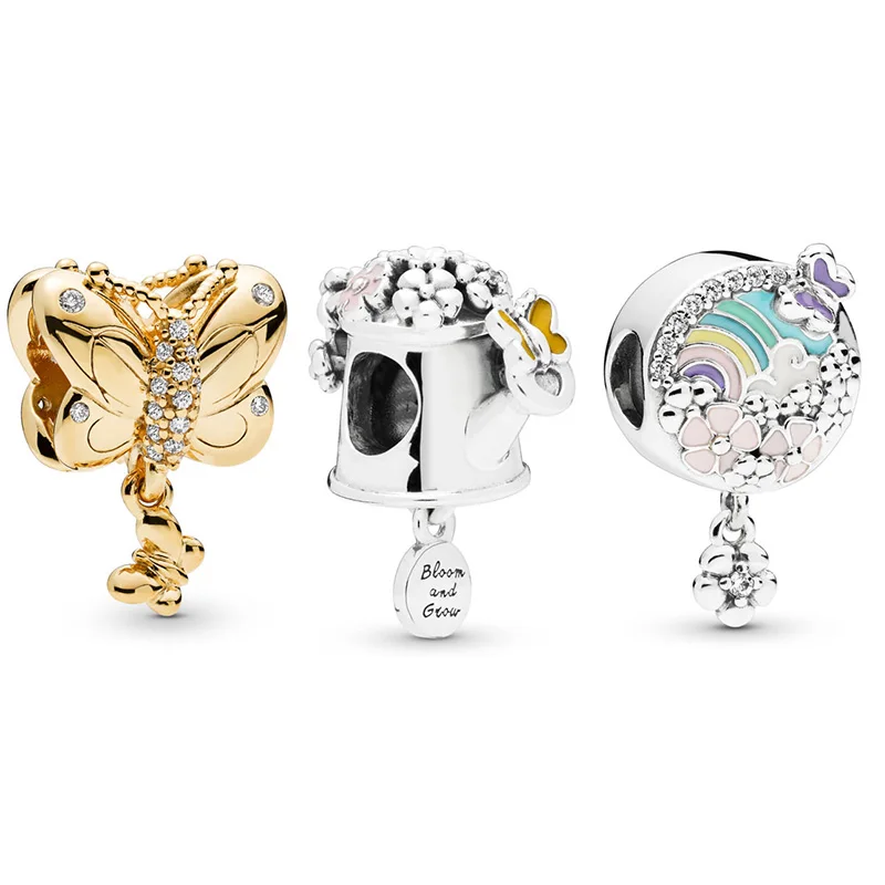 

Diy Silver Beads Charms Shower Butterfly Flower Silver Bead For Women Original Pandora Charms Bracelets & Bangles Jewelry
