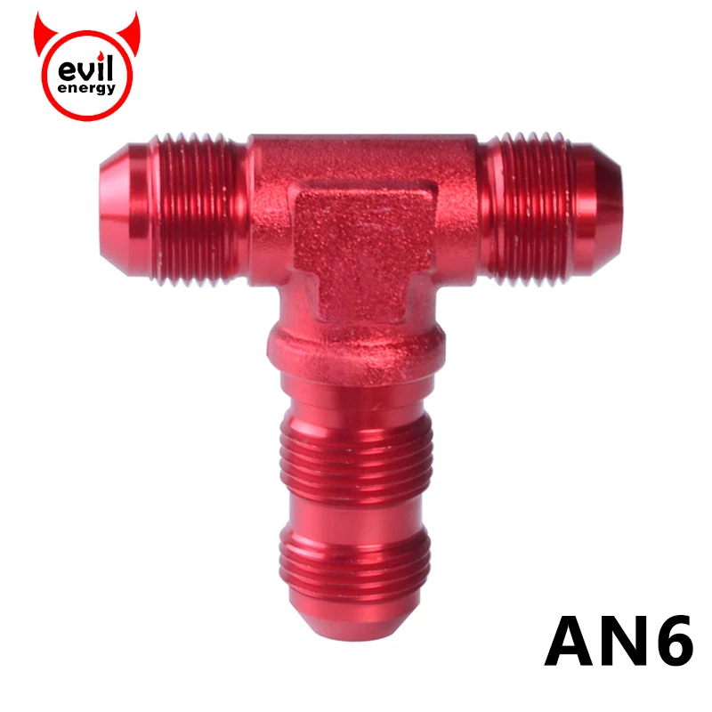 evil energy AN6 Flare Bulkhead Tee AdaptorsOil Fitting T Tee Aluminun