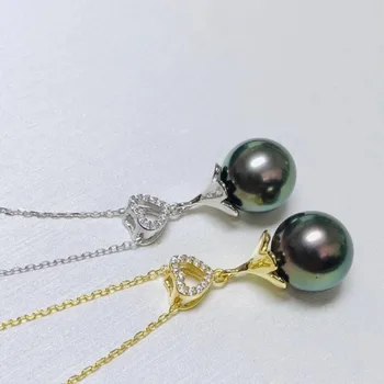 

925 Silver Pearl Pendant Mounts Pendant Findings and Component for Big Edison Pearls Jewelry Parts Fittings Women Accessories