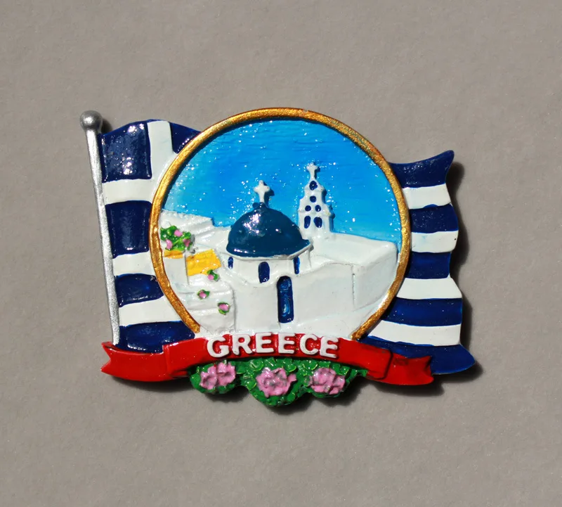 Resin Fridge Travel Tourism Creative Greek Flags 3D