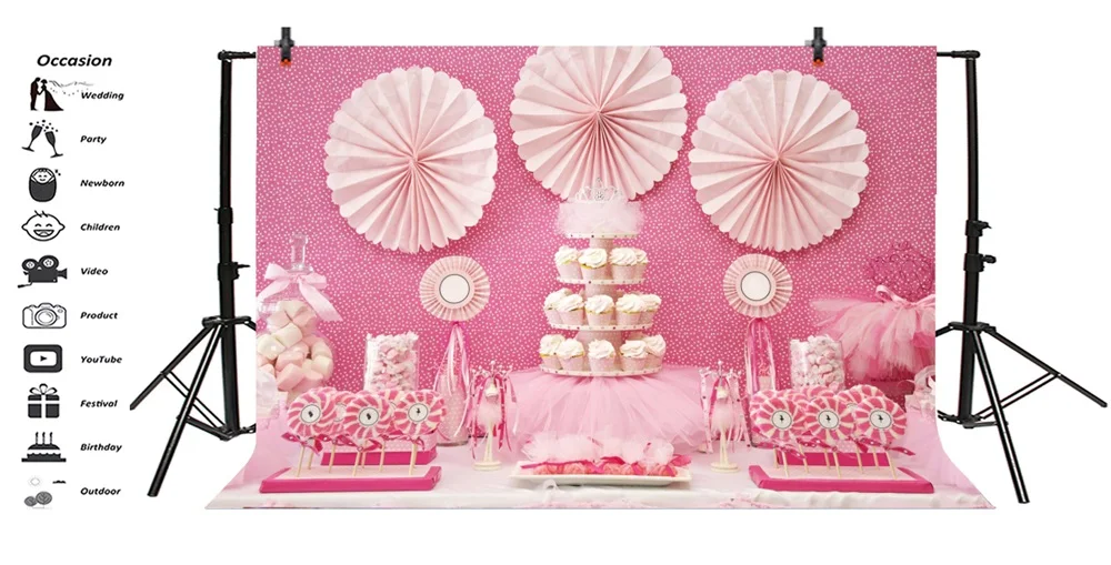 Laeacco Candy Cake Scene Baby Birthday Decoration Photographic Backgrounds Customized Photography Backdrops For Photo Studio Laeacco Candy Cake Scene Baby Birthday Decoration Photographic Backgrounds Customized Photography Backdrops For Photo Studio