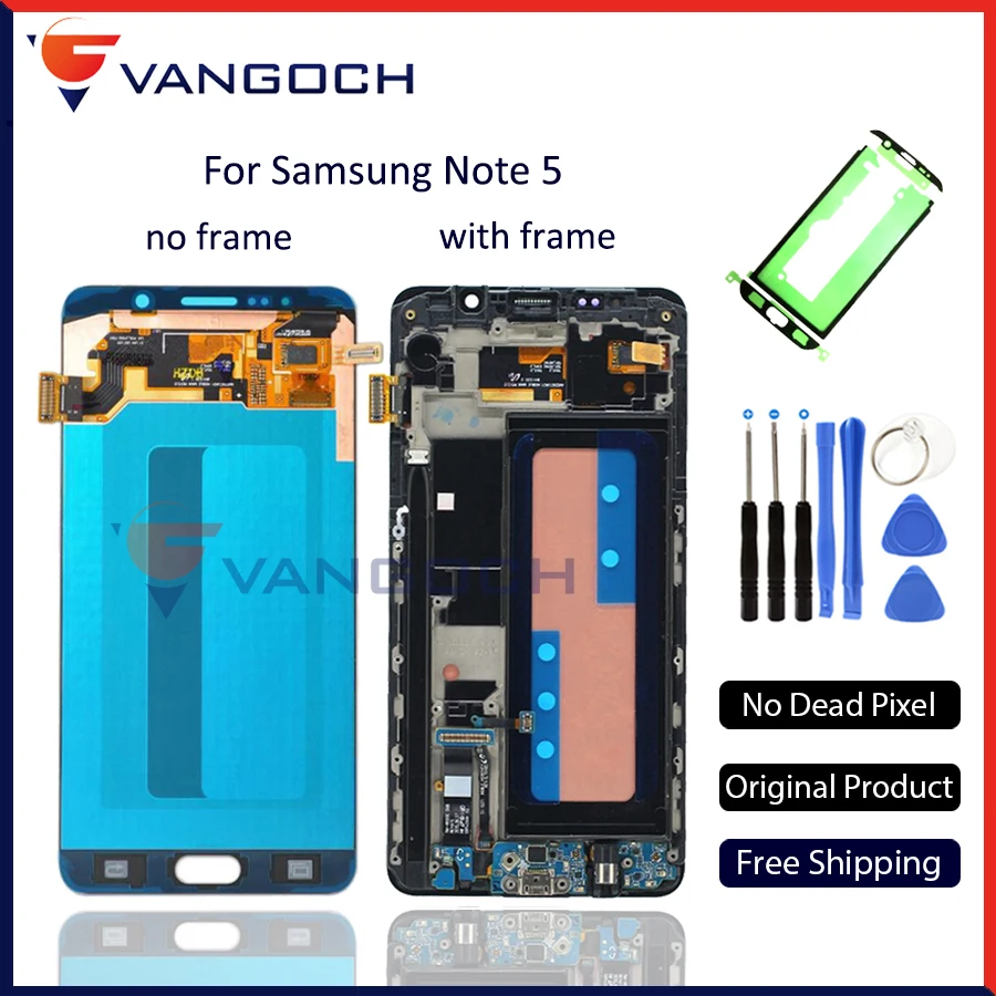 

100% Original VANGOCH LCD Screen for Samsung Galaxy Note 5 N9200 N920G Touch Screen Digitizer Assembly Replacement Free Shipping