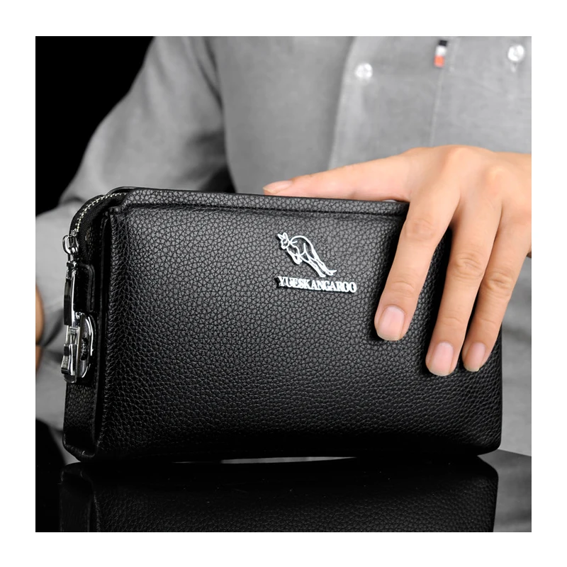 YUES KANGAROO, известный бренд, мужской клатч, сумки, кожаный кошелек, повседневный Длинный кошелек для телефона, черный, коричневый, мужские Удобные сумки, Masculina
