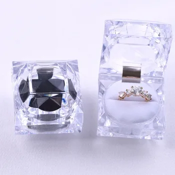 

1pc Transparent Box With White/Black Acrylic Inside Fashion Design Ring Storage Boxes Jewelry Holder As Gifts