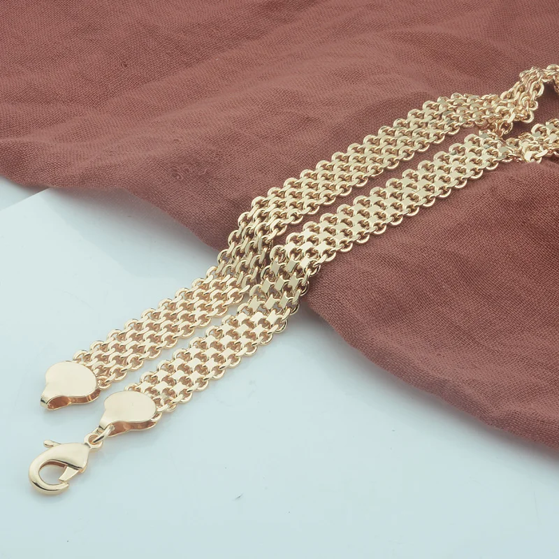 12 мм 10 мм Большой двойной бордюр ткачество 585 розовое золото ожерелье Мужчины Женщины цепи
