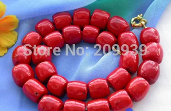 

huij 001046 HUGE 19" 16MM column red coral bead NECKLACE