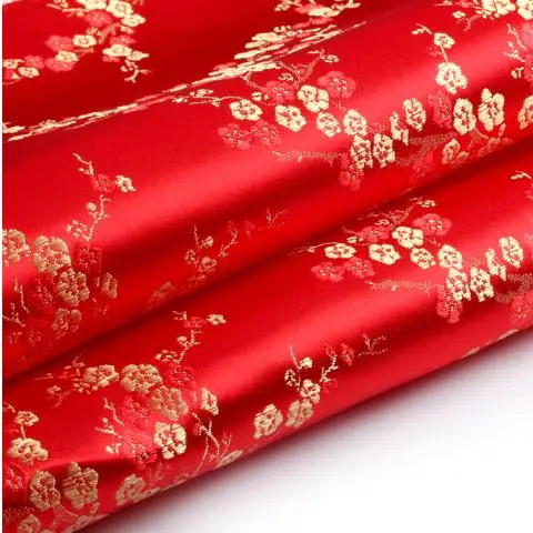 

90cm*100cm COS brocade cloth clothing dress fabric festive costume fabric brocade red gold Plum diy dress wedding party fabric