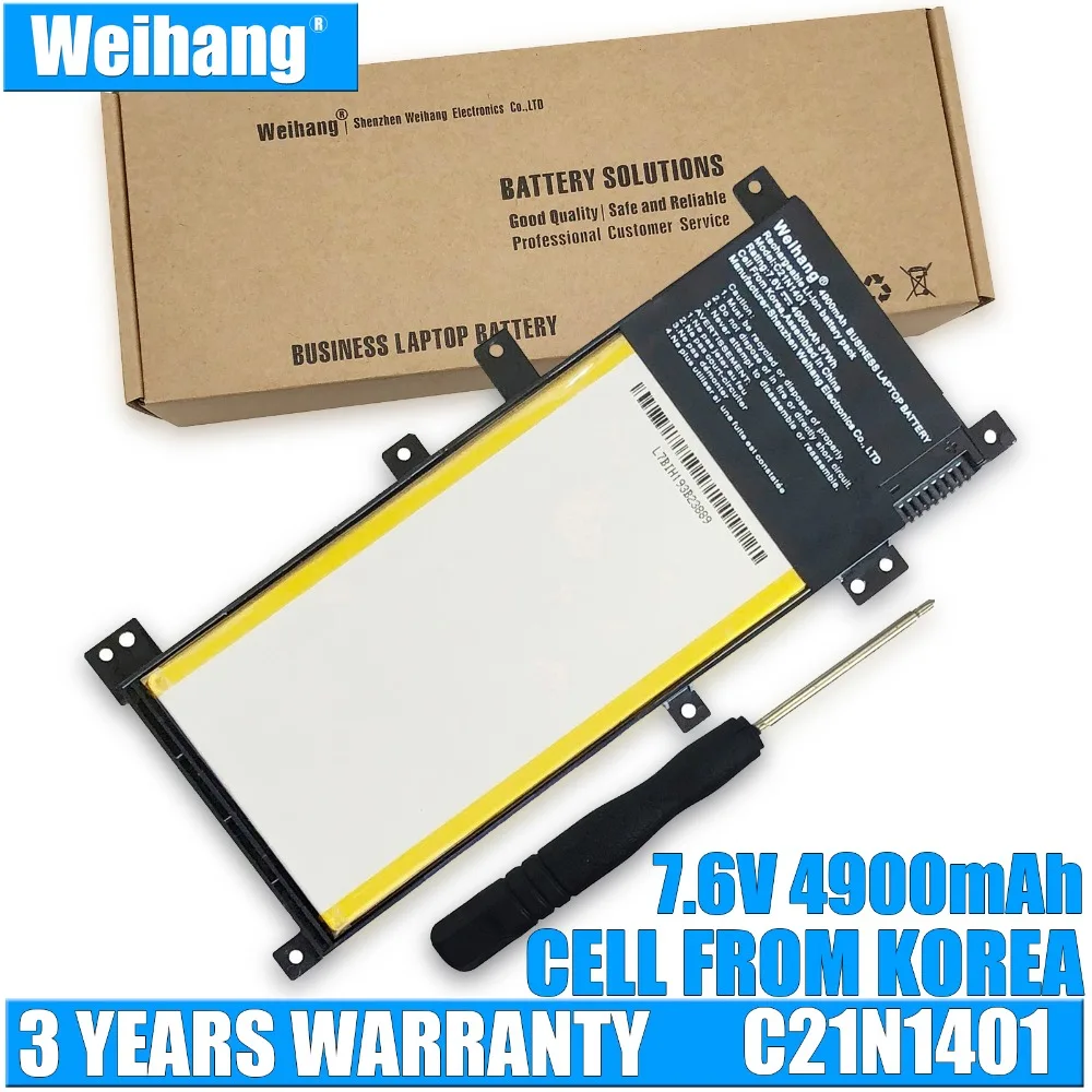 Weihang 4900mAh 37Wh 7 6 V C21N1401 Аккумулятор для ноутбука ASUS X455 X455L X455LA A455L A455LD A455LN F455L K455L X454W